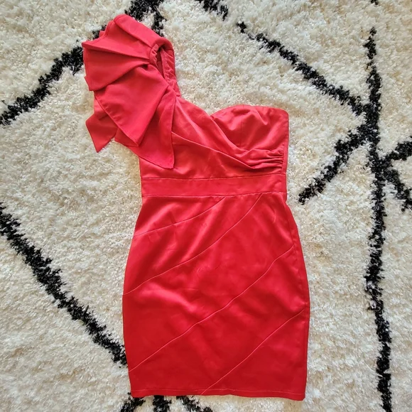 Lipsy | Dresses | Lipsy One Ruffle Shoulder Satin Dress | Poshmark